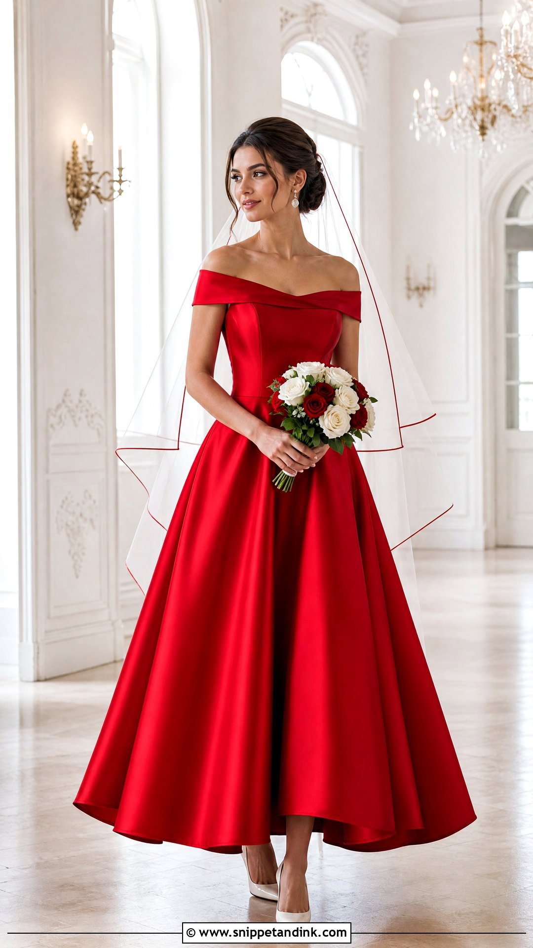 Red Satin A Line Wedding Dress - Snippet and Ink - 20 Red Wedding Dress Outfit Ideas