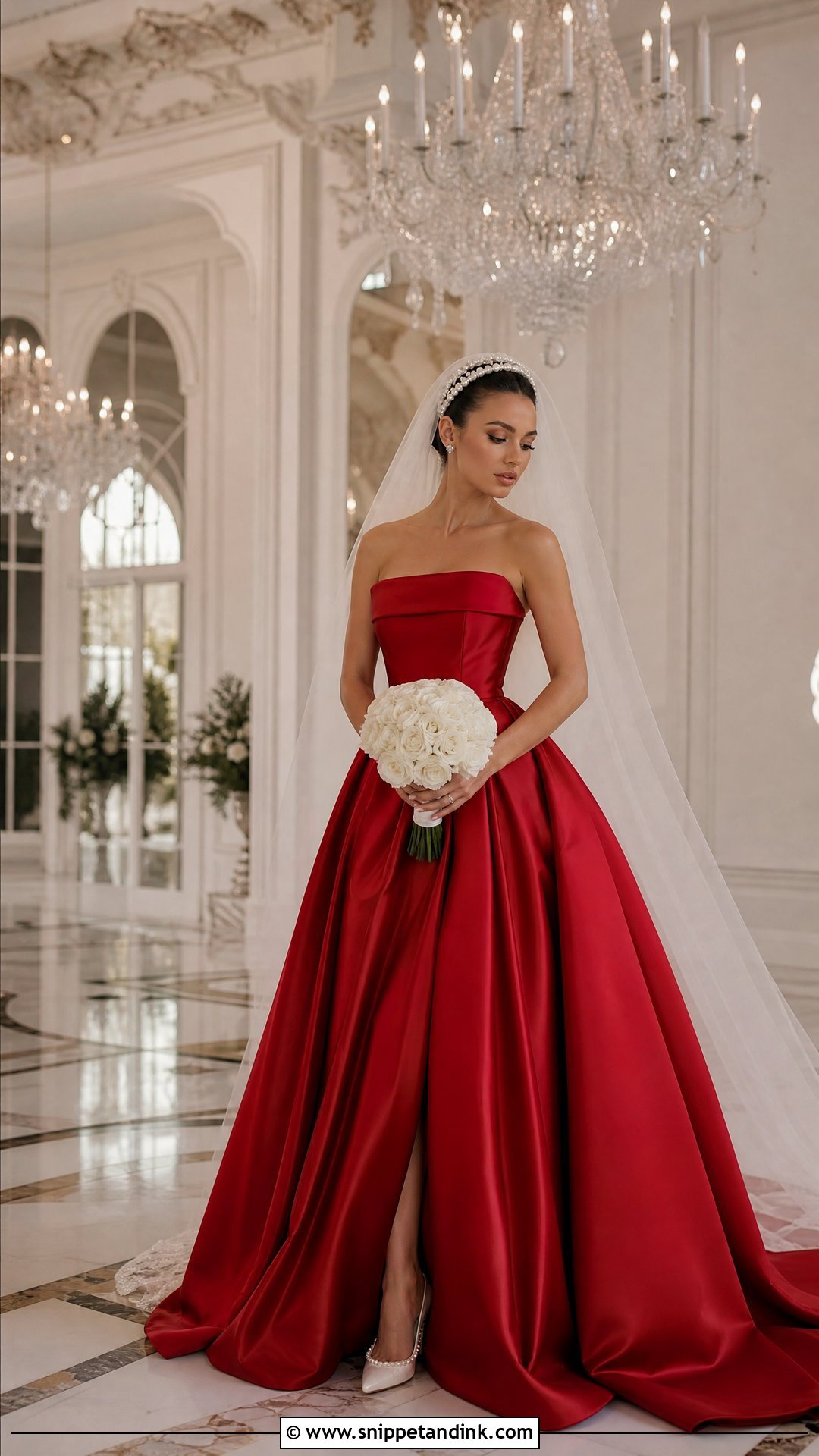 Red Satin Ball Gown - Snippet and Ink - 20 Red Bridal Gown Ideas