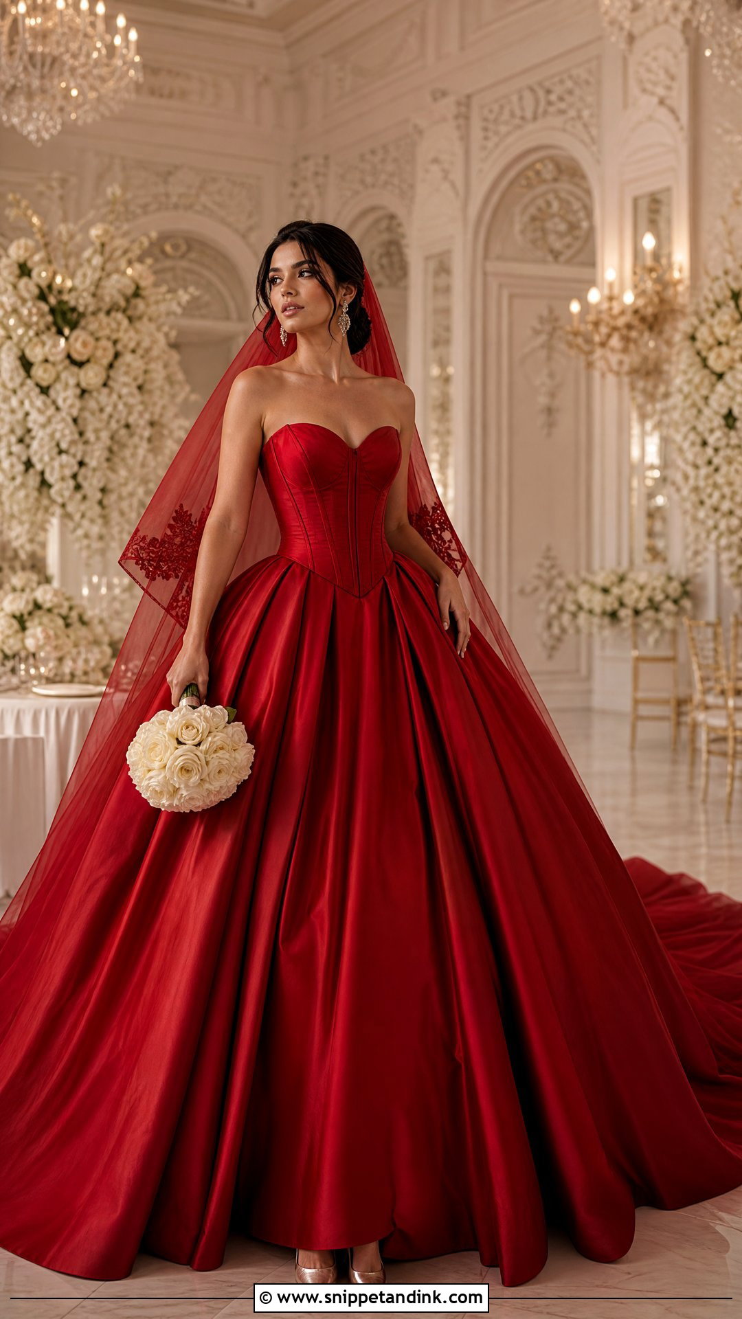 Red Satin Ball Gown - Snippet and Ink - 20 Red Wedding Gown Ideas