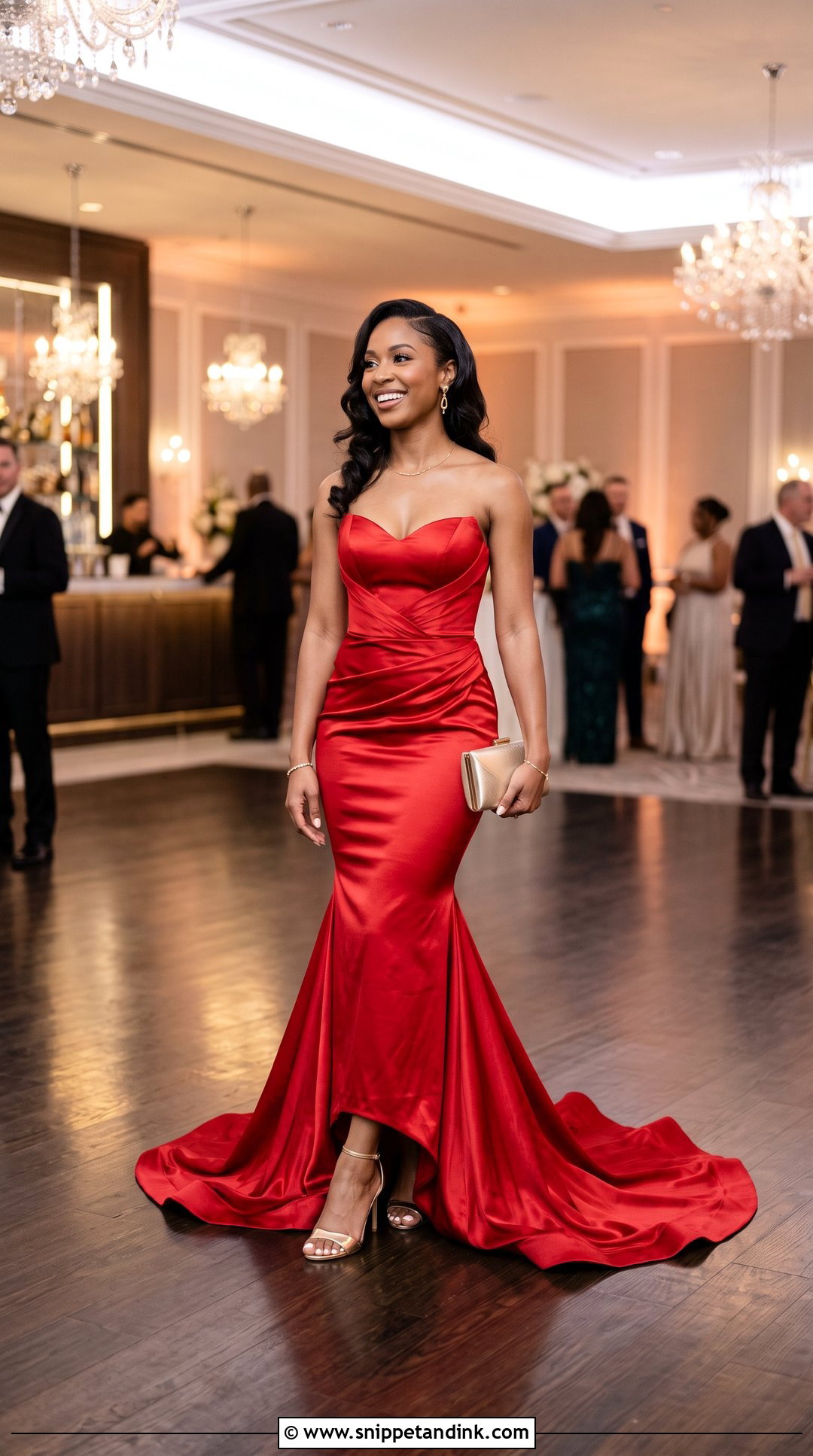 Red Satin Mermaid Tail Gown - Snippet and Ink - 20 Tail Dresses Gowns