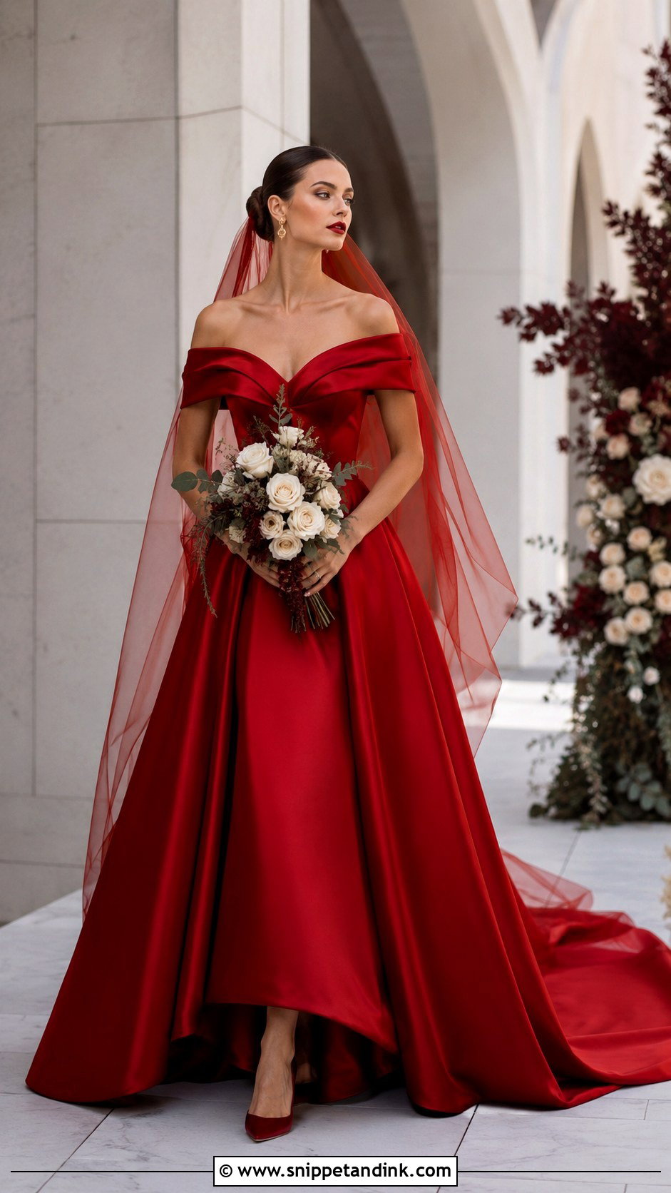Red Satin Wedding Dress - Snippet and Ink - 20 Colour Wedding Dress Ideas