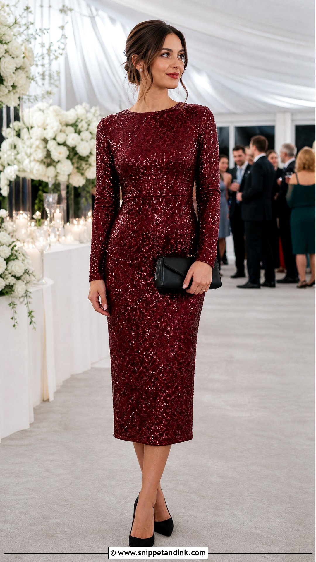 Red Sequin Midi Dress for Wedding - Snippet and Ink - 20 Red Dresses for Wedding
