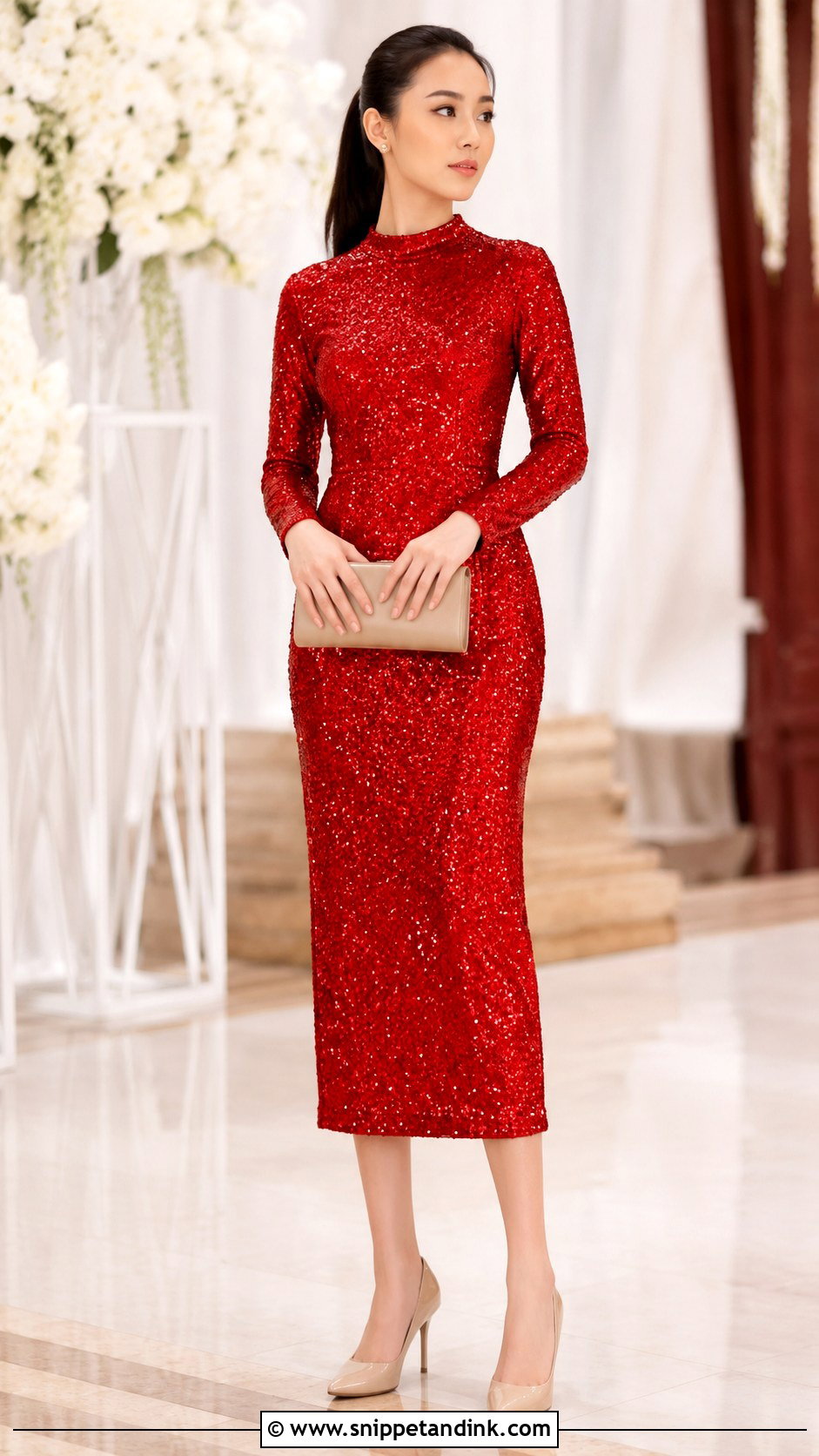 Red Sequin Sangjit Dress - Snippet and Ink - 20 Modern Sangjit Dress Ideas