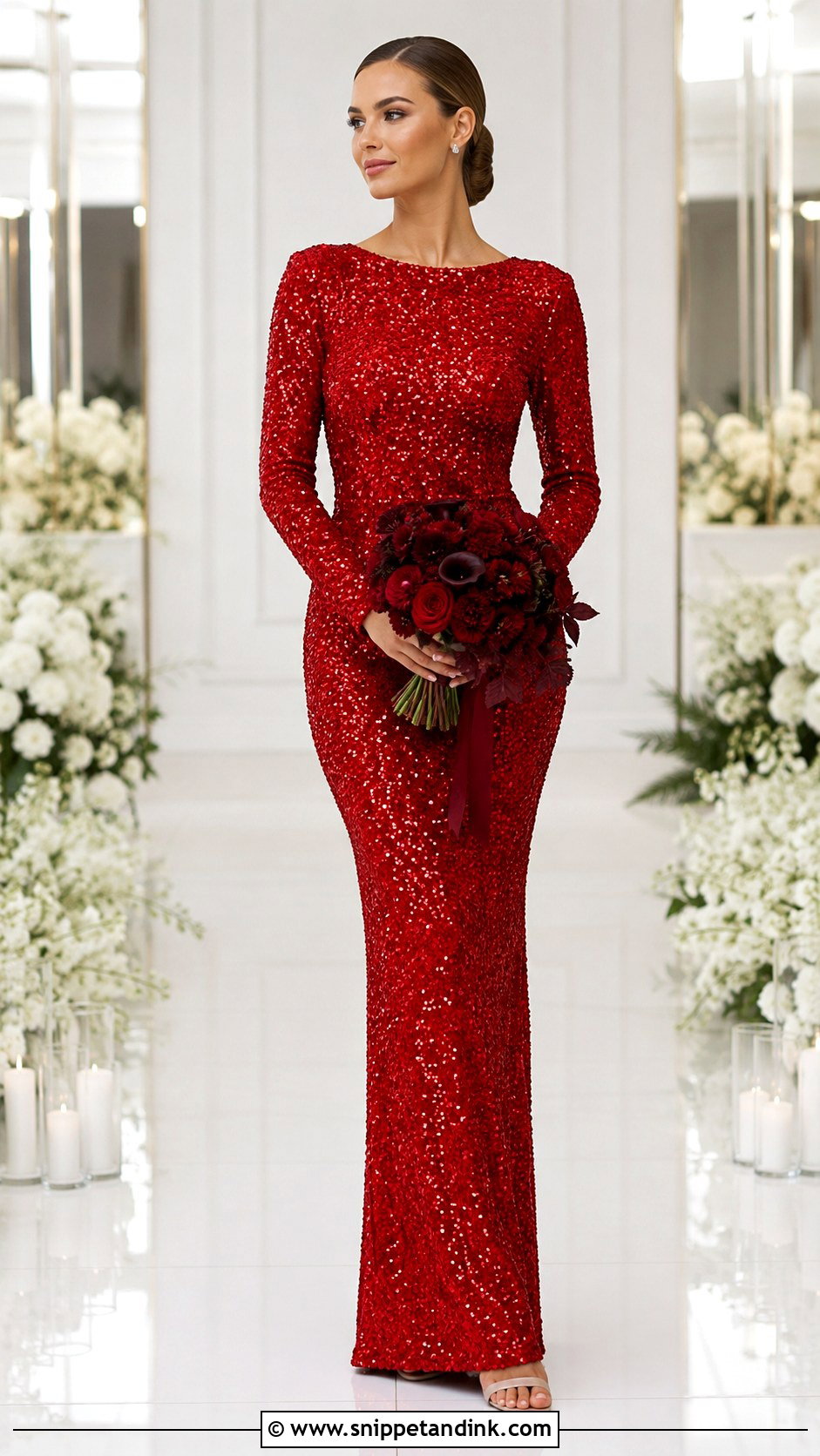 Red Sequin Wedding Dress - Snippet and Ink - 25 Red Wedding Dress Ideas