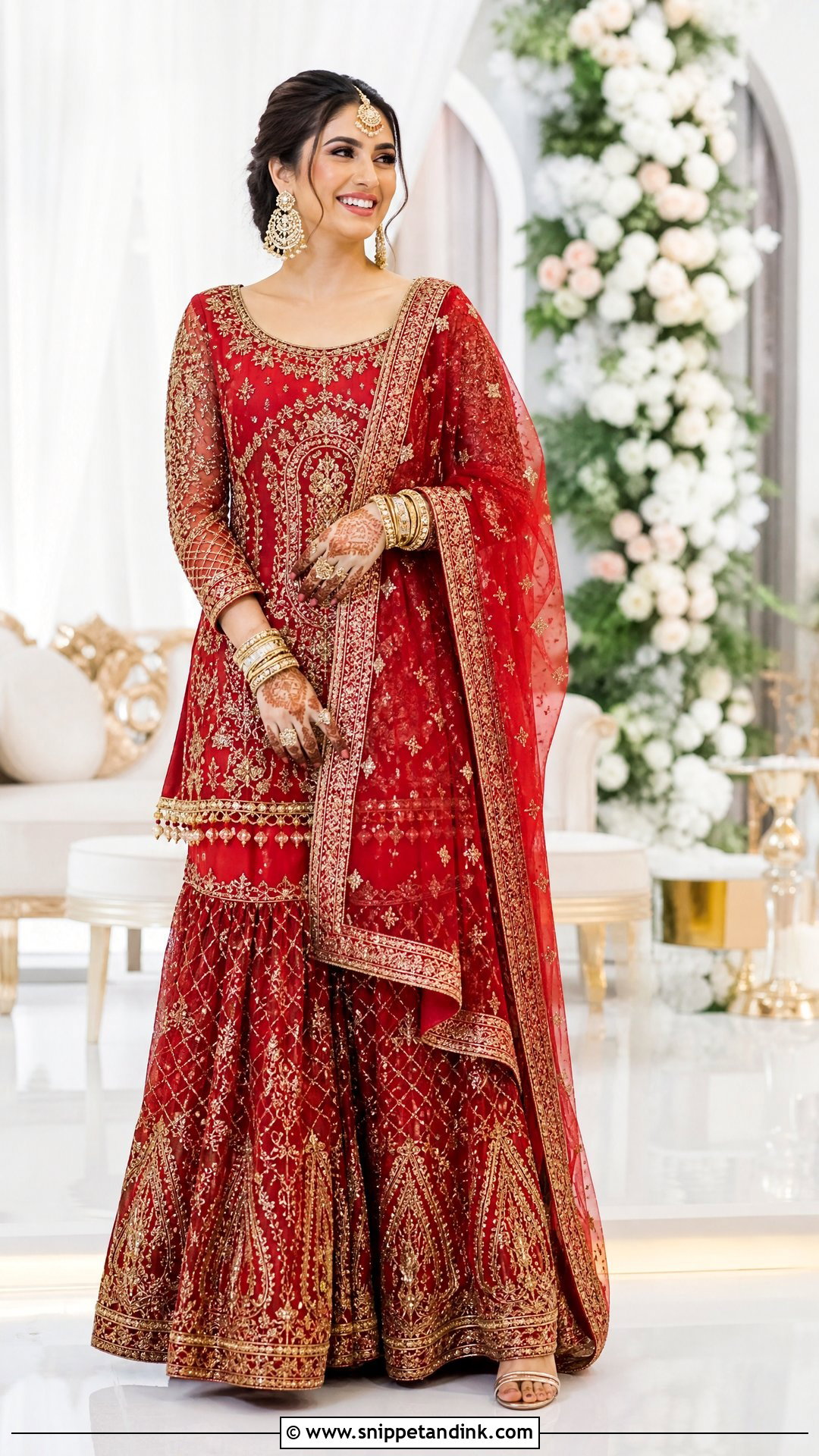Red Sharara Bride Outfit - Snippet and Ink - 25 Red Bride Dress Ideas