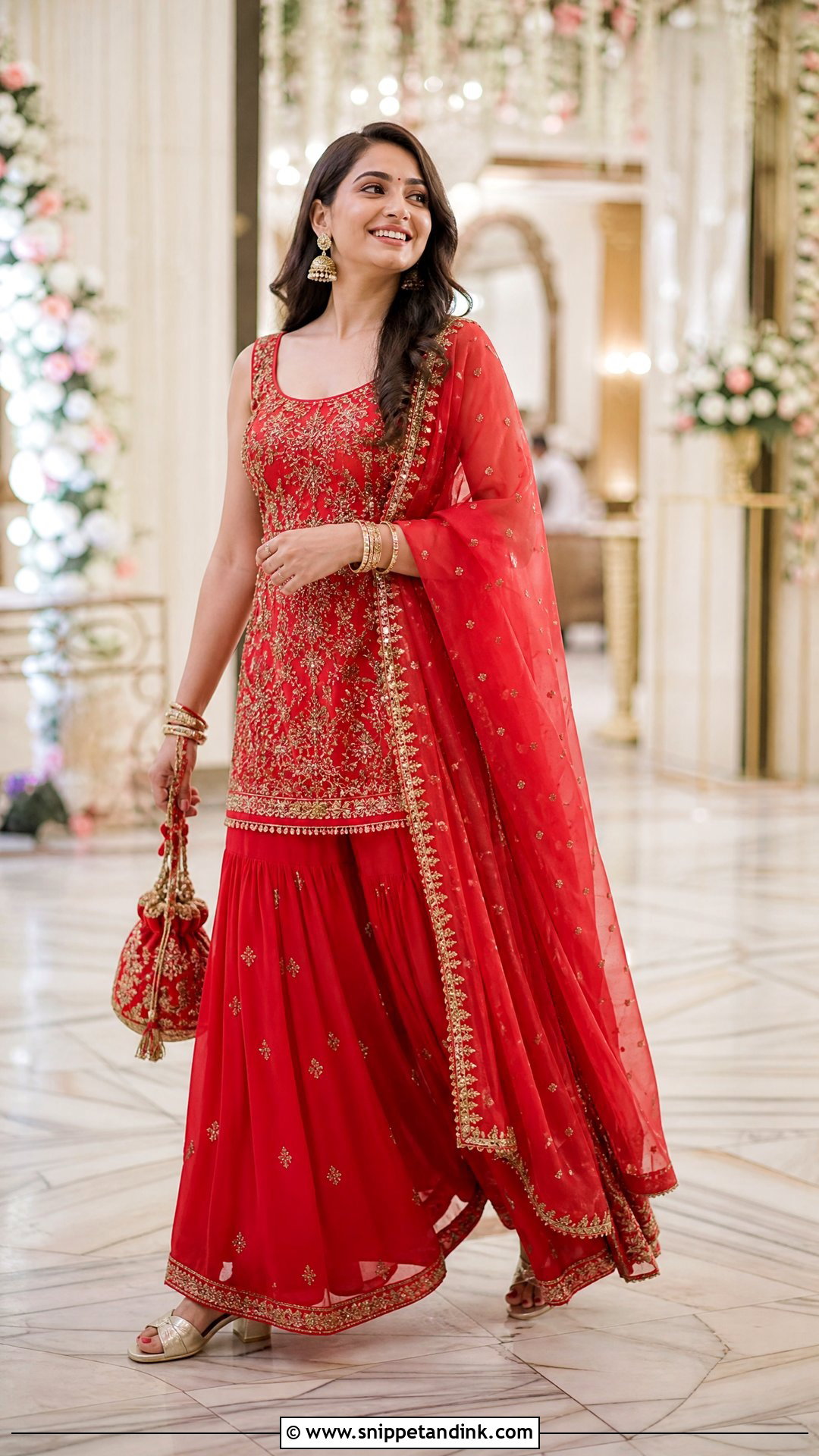 Red Sharara Sangeet Outfit - Snippet and Ink - 20 Red Sangeet Outfit Ideas