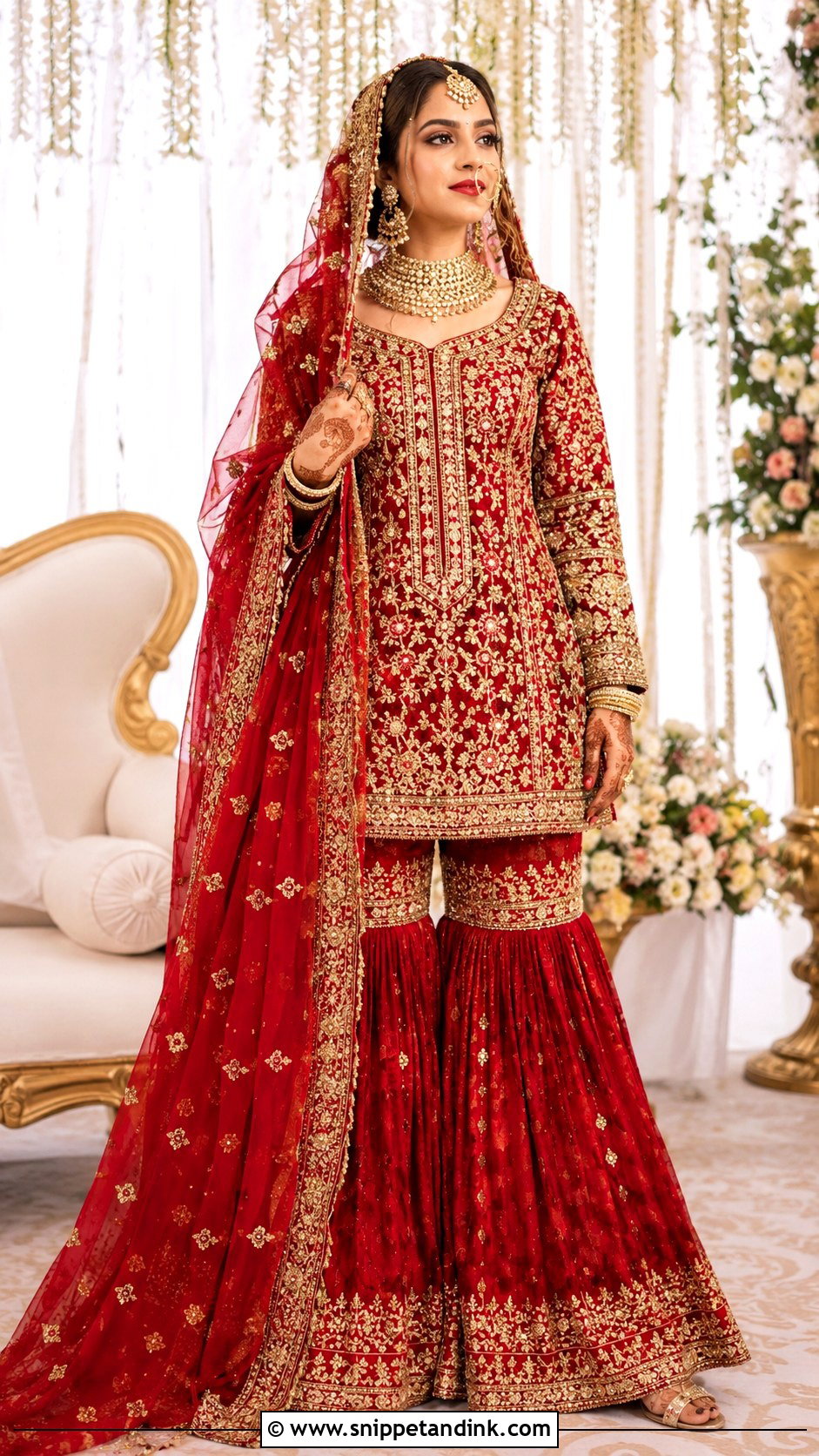 Red Sharara Set For Bride - Snippet and Ink - 25 Sharara Set Indian Weddings Ideas