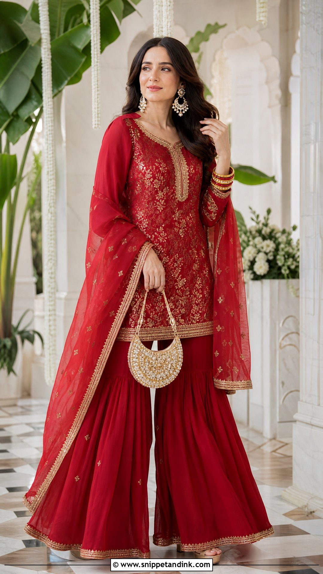 Red Sharara Suit Outfit - Snippet and Ink - 25 Red Indian Dress Outfit Ideas
