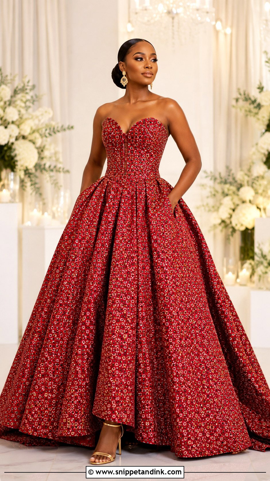 Red Shweshwe Ball Gown Wedding Dress - Snippet and Ink - 30 Shweshwe Wedding Dresses
