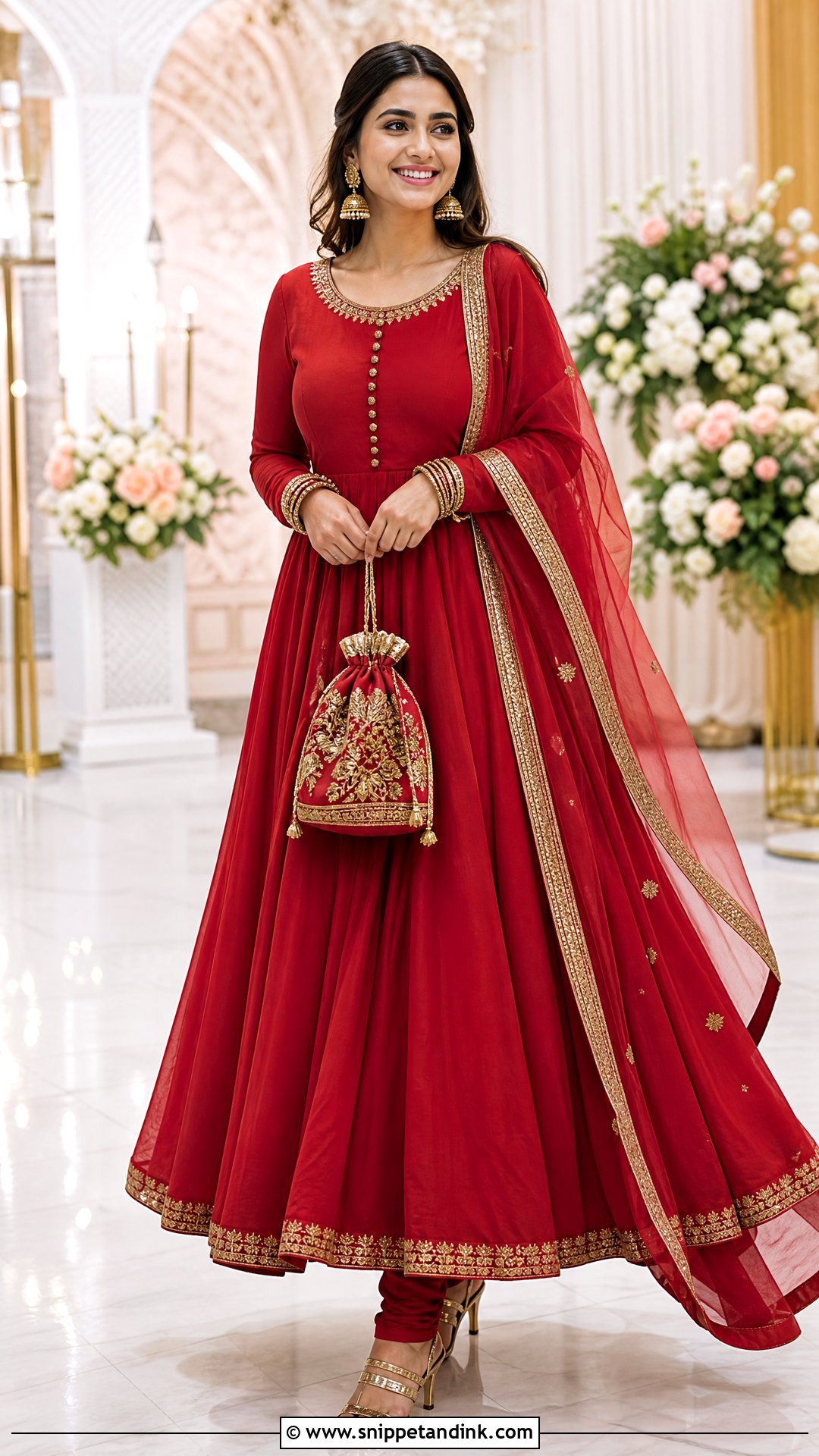 Red Silk Anarkali Kurta Set - Snippet and Ink - 20 Kurta Sets for Women Wedding Ideas