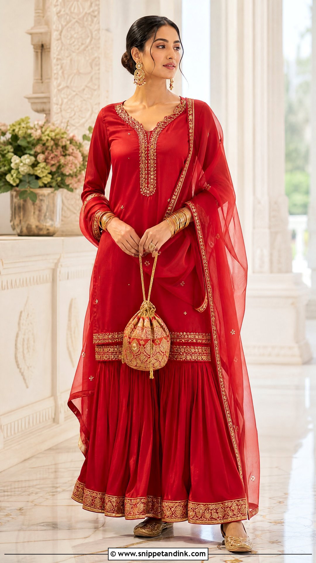 Red Silk Gharara Outfit - Snippet and Ink - 20 Red Gharara Outfit Ideas