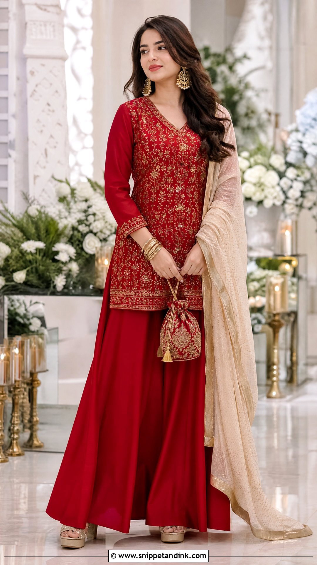 Red Silk Kurta And Skirt Outfit - Snippet and Ink - 25 Red Indian Dress Outfit Ideas