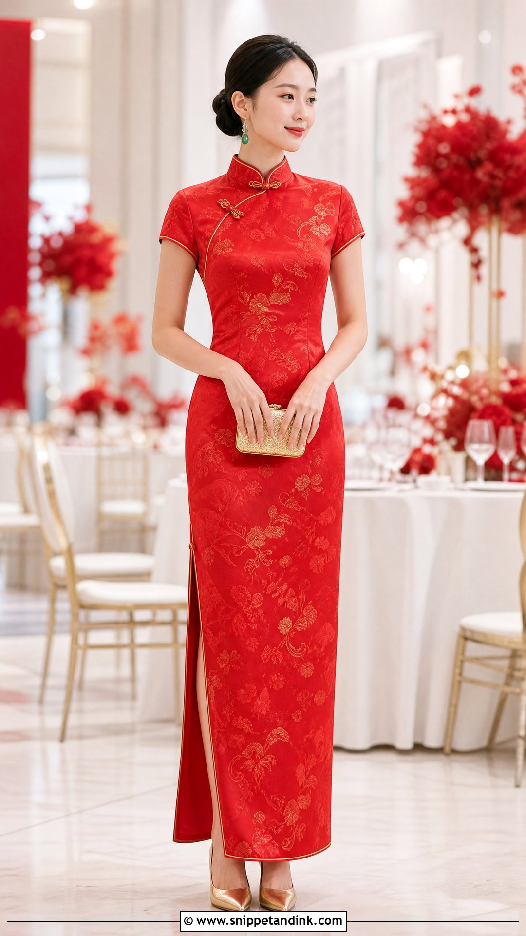 Red Silk Qipao Wedding Dress - Snippet and Ink - 20 Chinese Style Wedding Dress Ideas