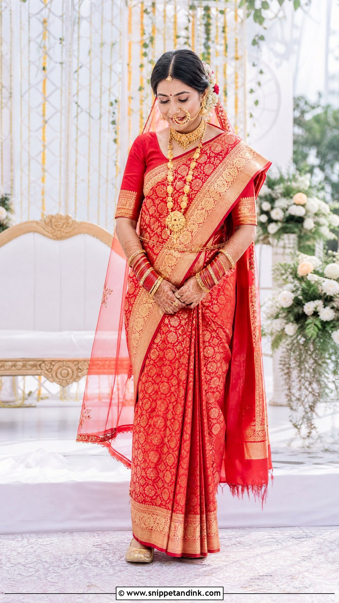 Red Silk Saree Garhwali Bride - Snippet and Ink - 25 Garhwali Bride Ideas