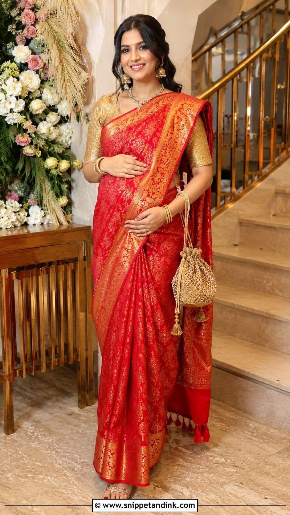 Red Silk Saree Godh Bharai Outfit - Snippet and Ink - 25 Godh Bharai Outfit Ideas