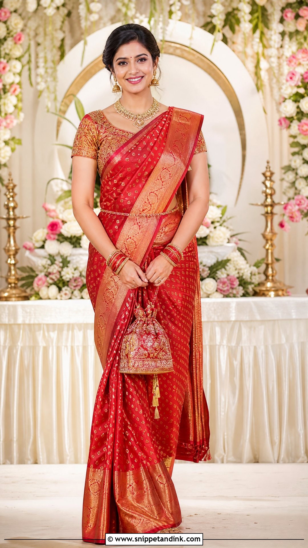 Red Silk Saree Ring Ceremony Dress - Snippet and Ink - 25 Ring Ceremony Dress Ideas
