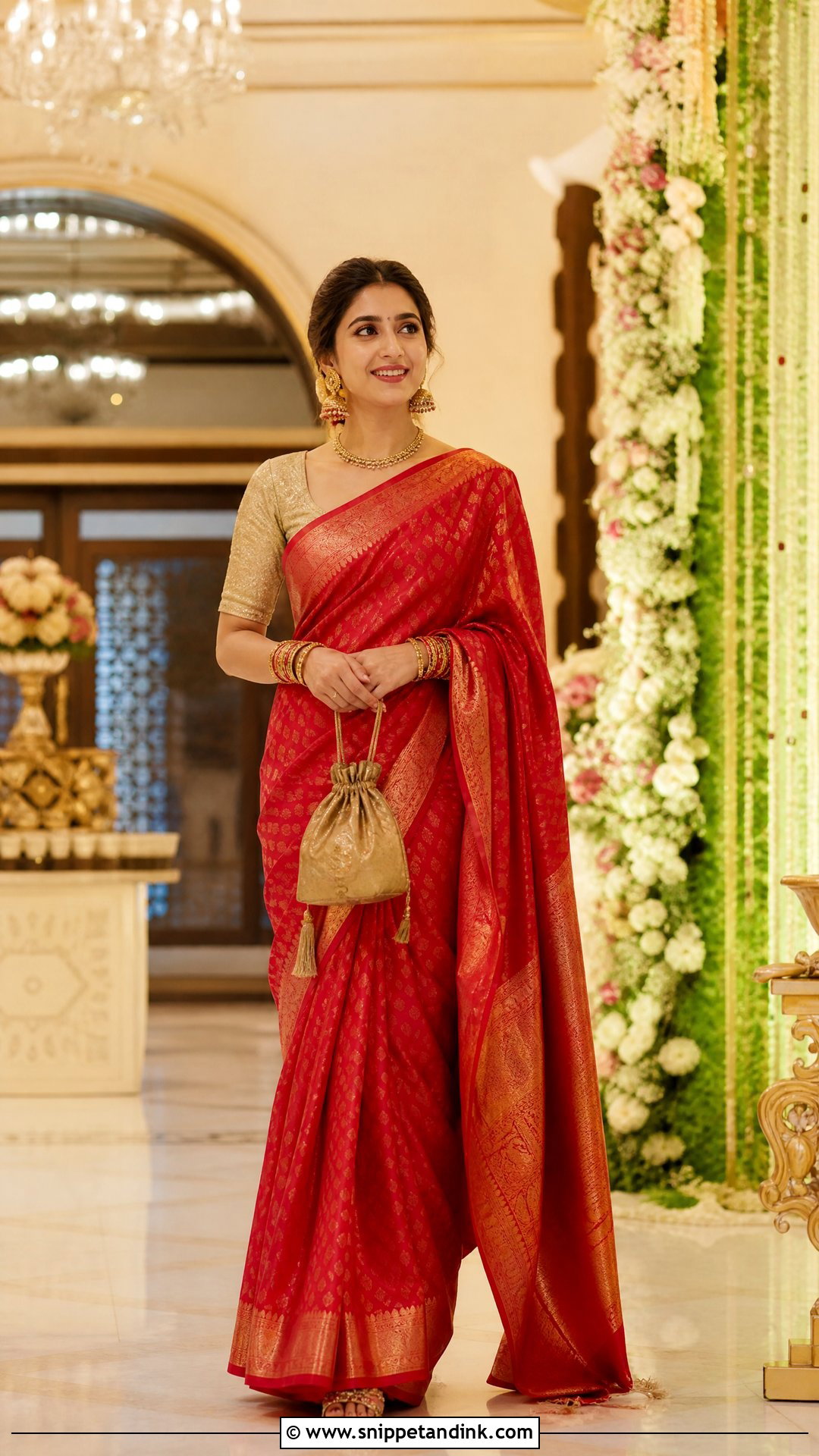 Red Silk Saree Wedding Outfit - Snippet and Ink - 25 South Indian Wedding Outfits