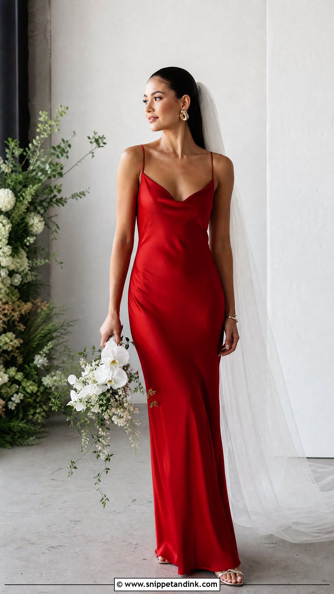 Red Silk Slip Wedding Dress - Snippet and Ink - 20 Red Wedding Dress Outfit Ideas