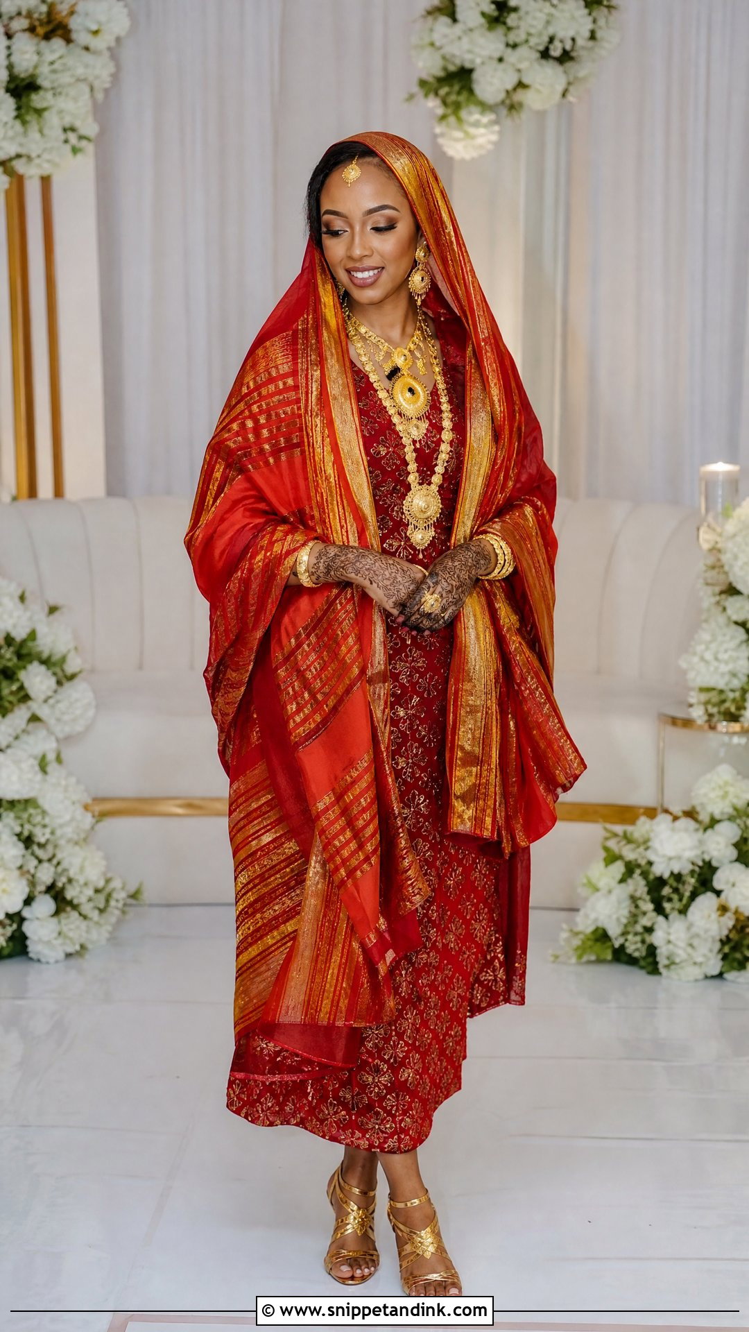 Red Somali Bride Guntiino Outfit - Snippet and Ink - 25 Somali Bride Ideas