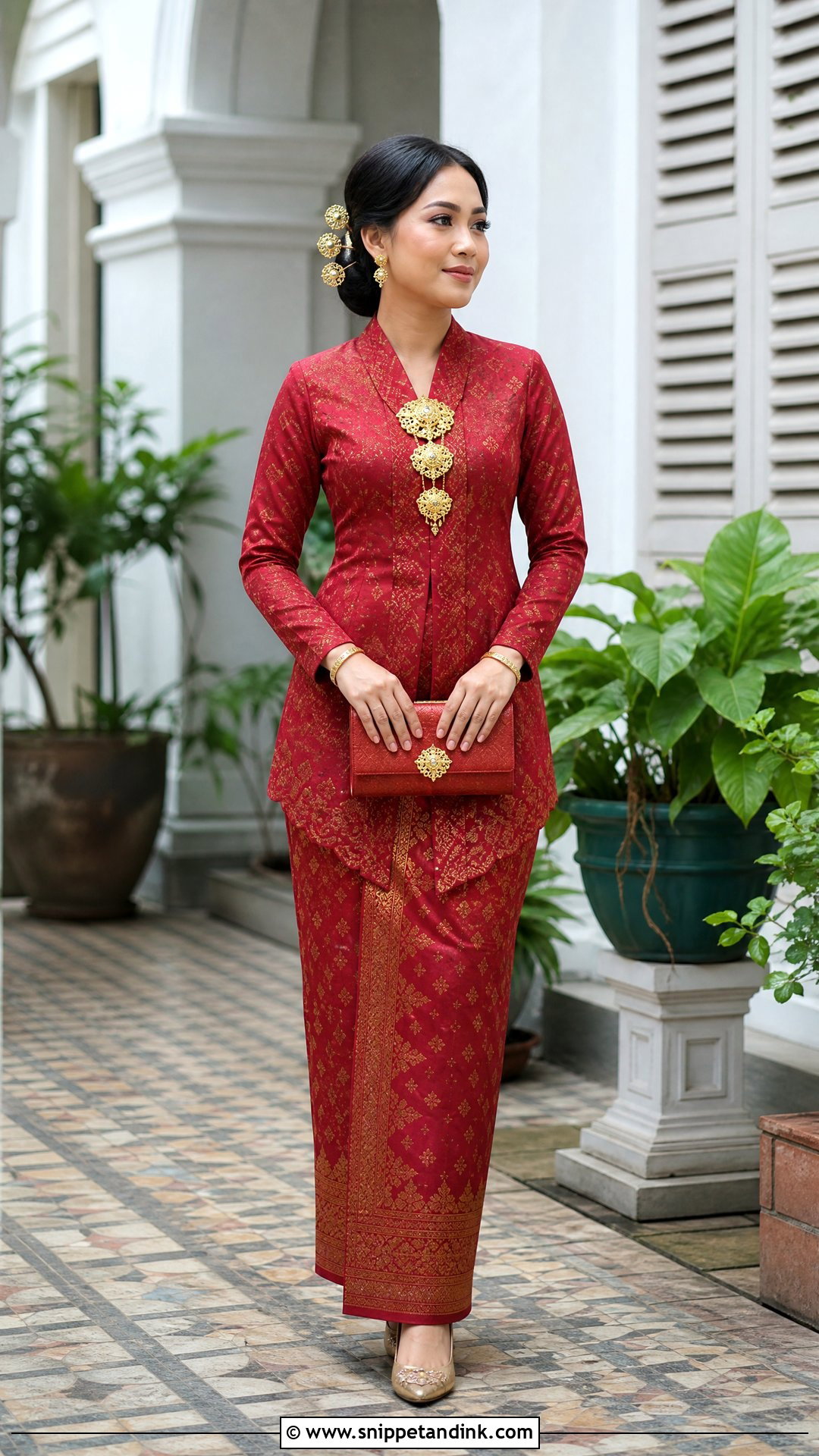 Red Songket Baju Kebaya Malay Wedding Dress - Snippet and Ink - 20 Traditional Malay Wedding Dress Ideas