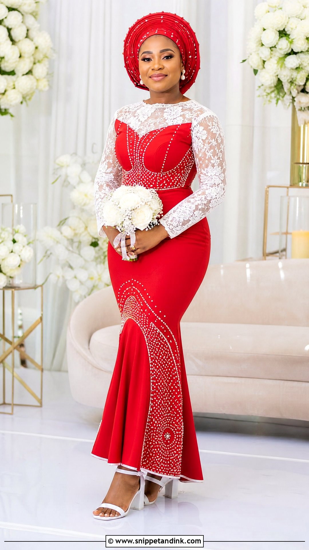 Red Sotho Wedding Dress With White Lace - Snippet and Ink - 20 Sotho Wedding Dress Ideas