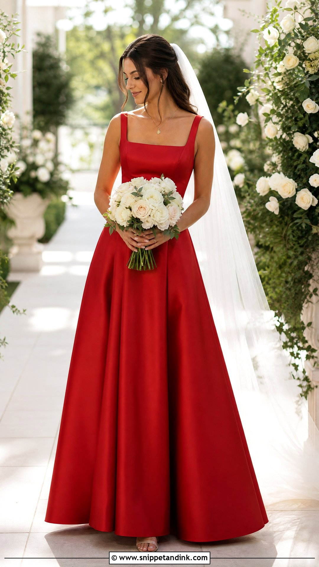 Red Square Neck Bridal Gown - Snippet and Ink - 20 Red Bridal Dress Gowns