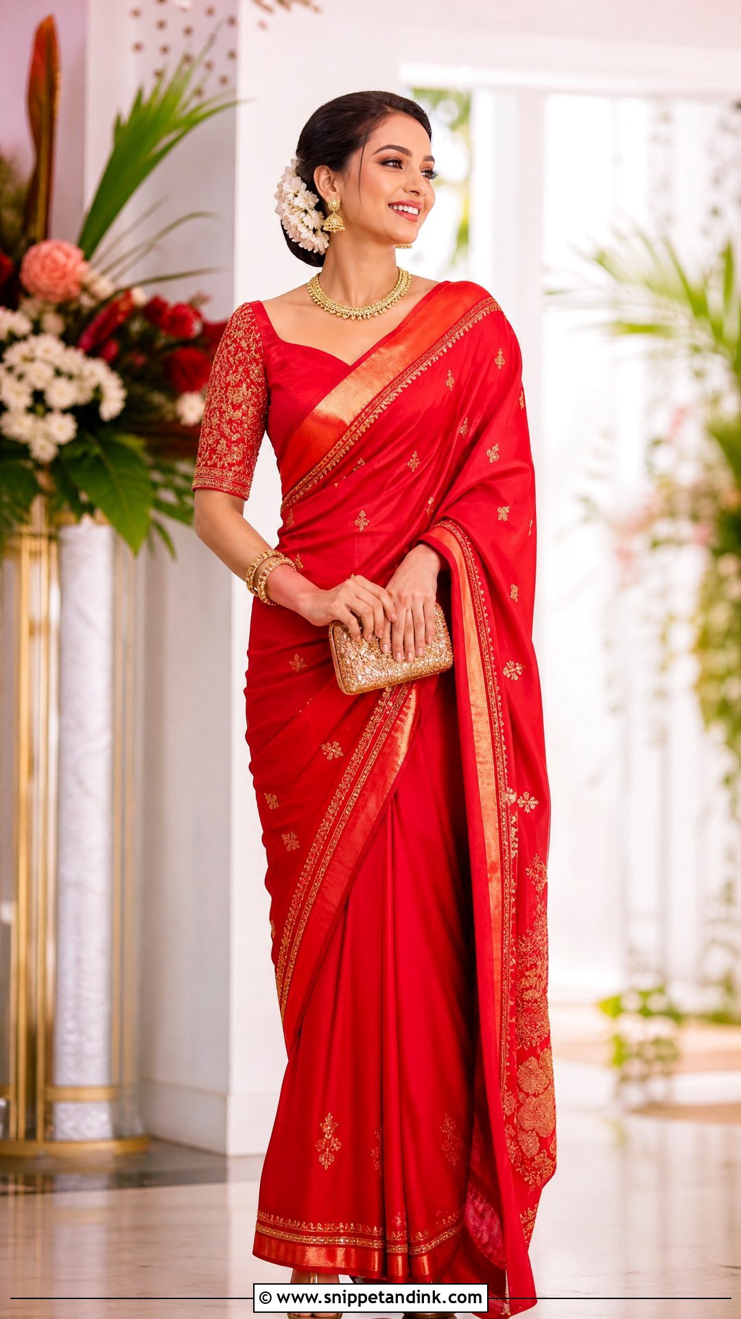 Red Sri Lankan Bride Homecoming Saree - Snippet and Ink - 20 Srilankan Bride Ideas