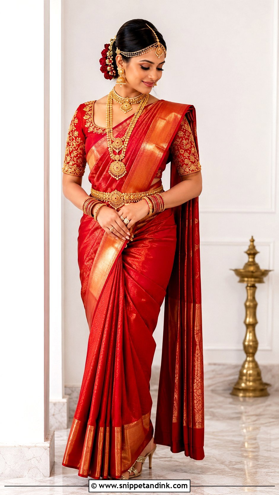 Red Sri Lankan Bride Saree - Snippet and Ink - 25 Sri Lankan Bride Ideas