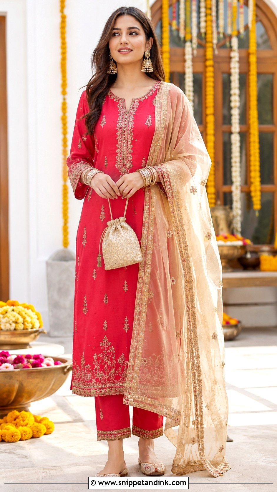 Red Straight Suit Jal Ceremony Outfit - Snippet and Ink - 20 Jal Ceremony Outfit Ideas