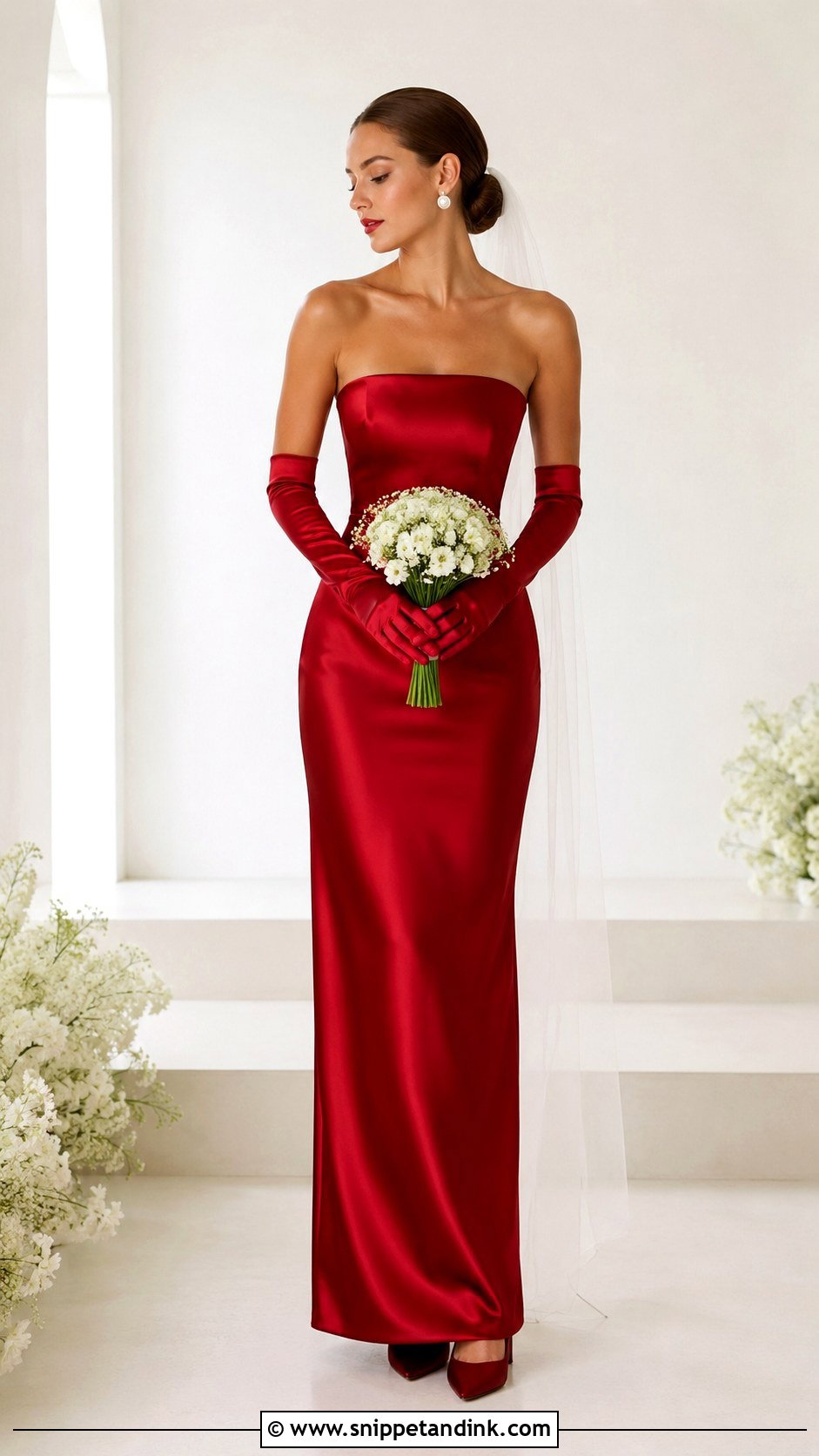 Red Strapless Wedding Dress - Snippet and Ink - 25 Red Wedding Dress Ideas