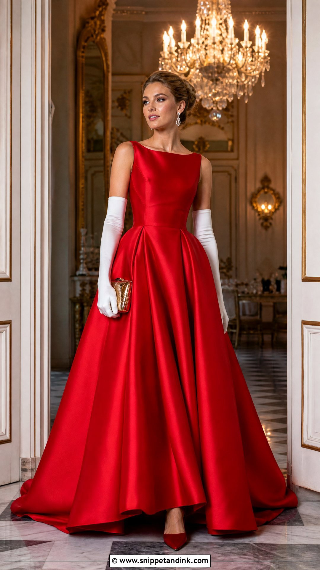 Red Structured White Tie Ball Gown Outfit - Snippet and Ink - 20 White Tie Attire Ideas