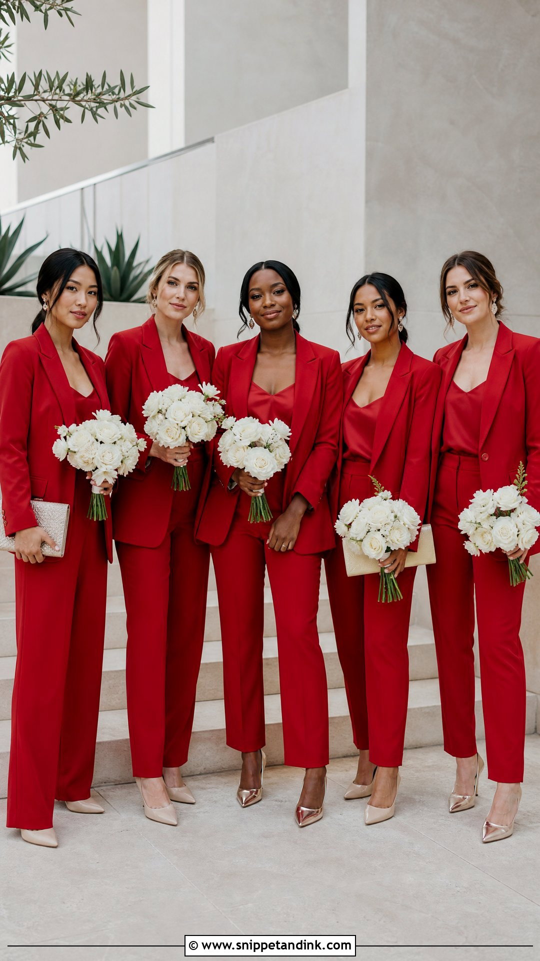 Red Tailored Bridal Party Suits - Snippet and Ink - 20 Red Bridal Party Ideas