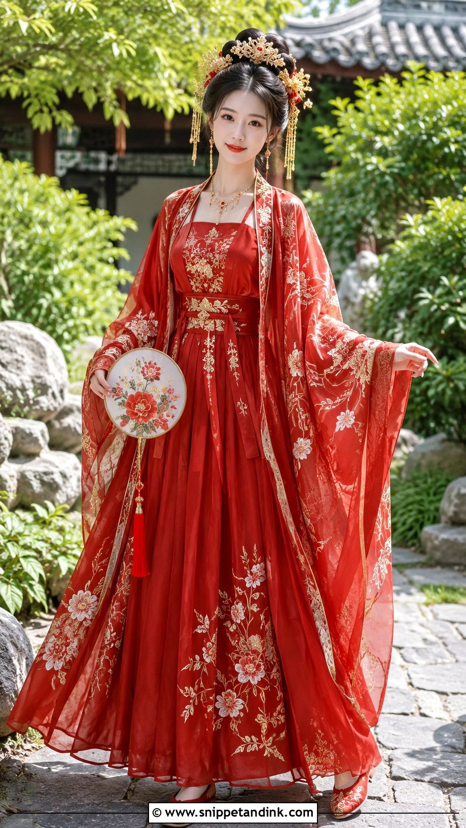 Red Tang Inspired Hanfu Wedding Dress - Snippet and Ink - 20 Red Chinese Wedding Dress Ideas