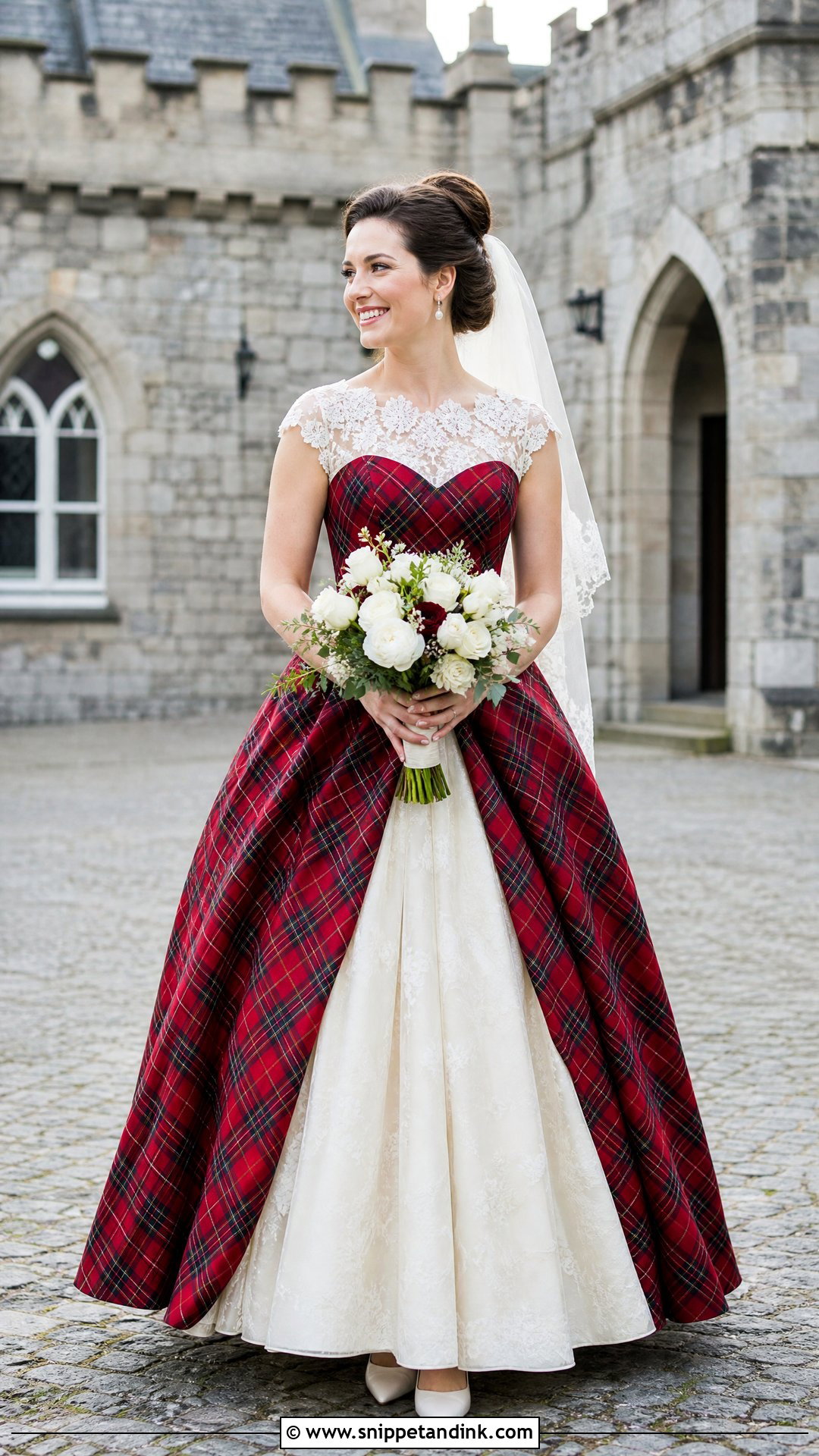 Red Tartan Scottish Wedding Dress - Snippet and Ink - 20 Scottish Wedding Dresses