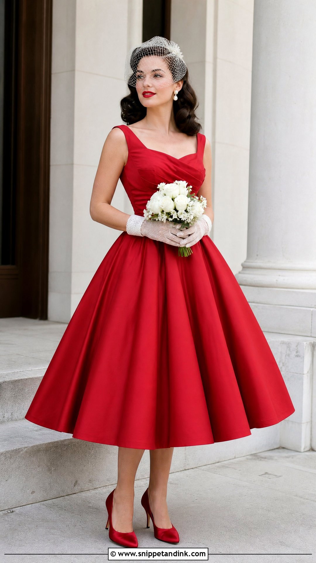 Red Tea Length Bridal Gown - Snippet and Ink - 20 Red Bridal Dress Gowns