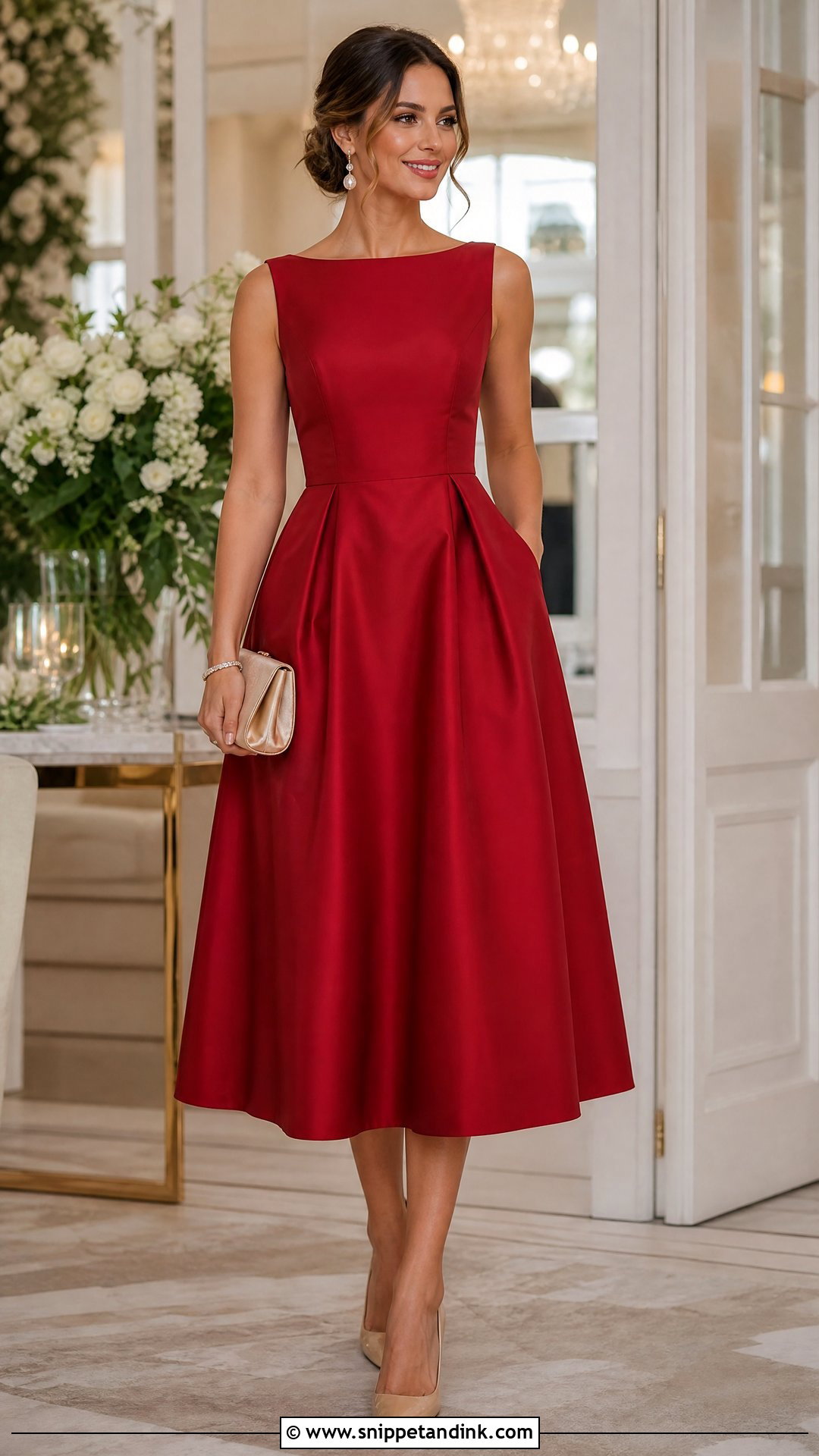 Red Tea Length Dress for Wedding - Snippet and Ink - 20 Red Dresses for Wedding