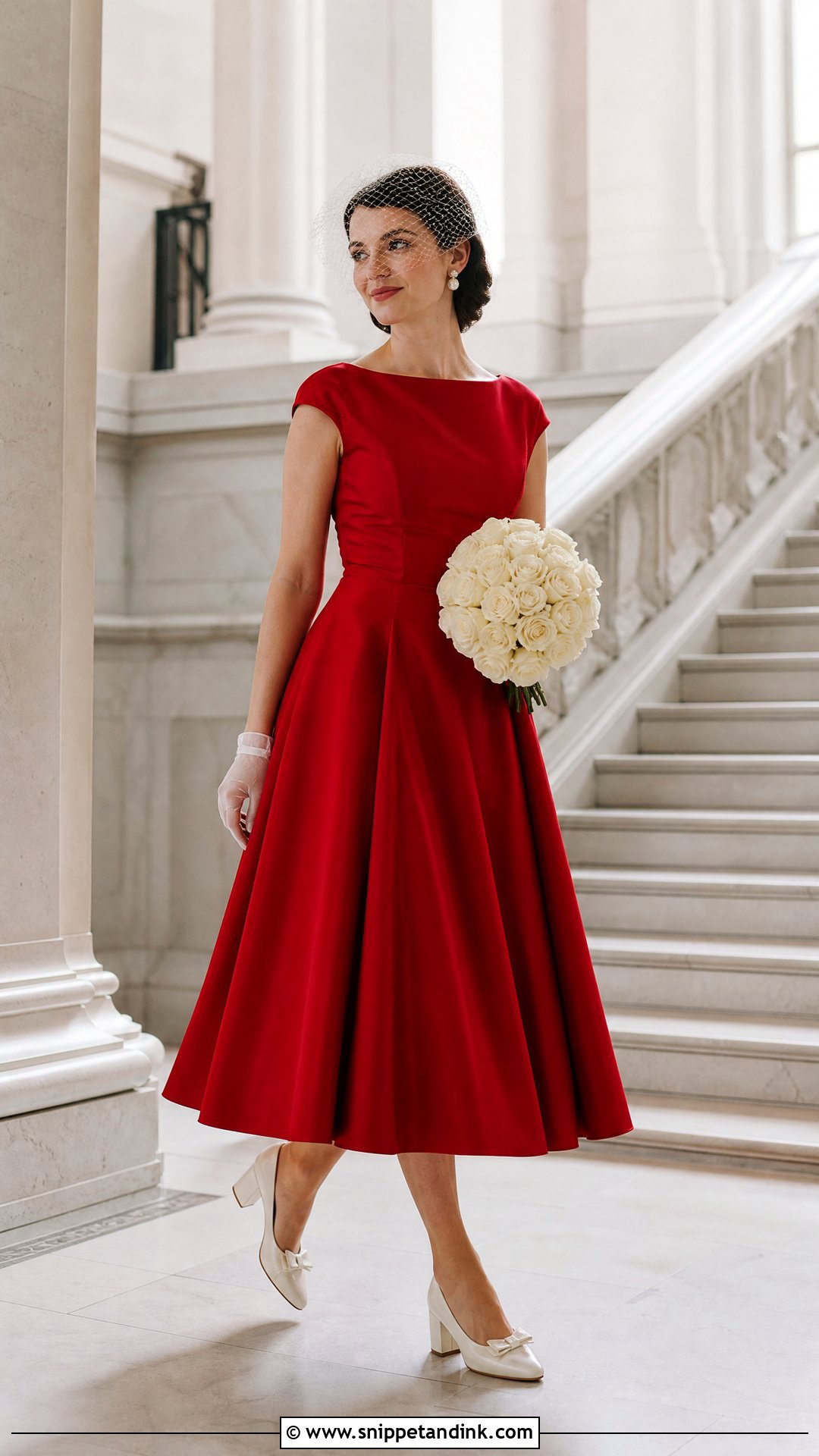 Red Tea Length Wedding Dress - Snippet and Ink - 20 Red Wedding Dress Outfit Ideas