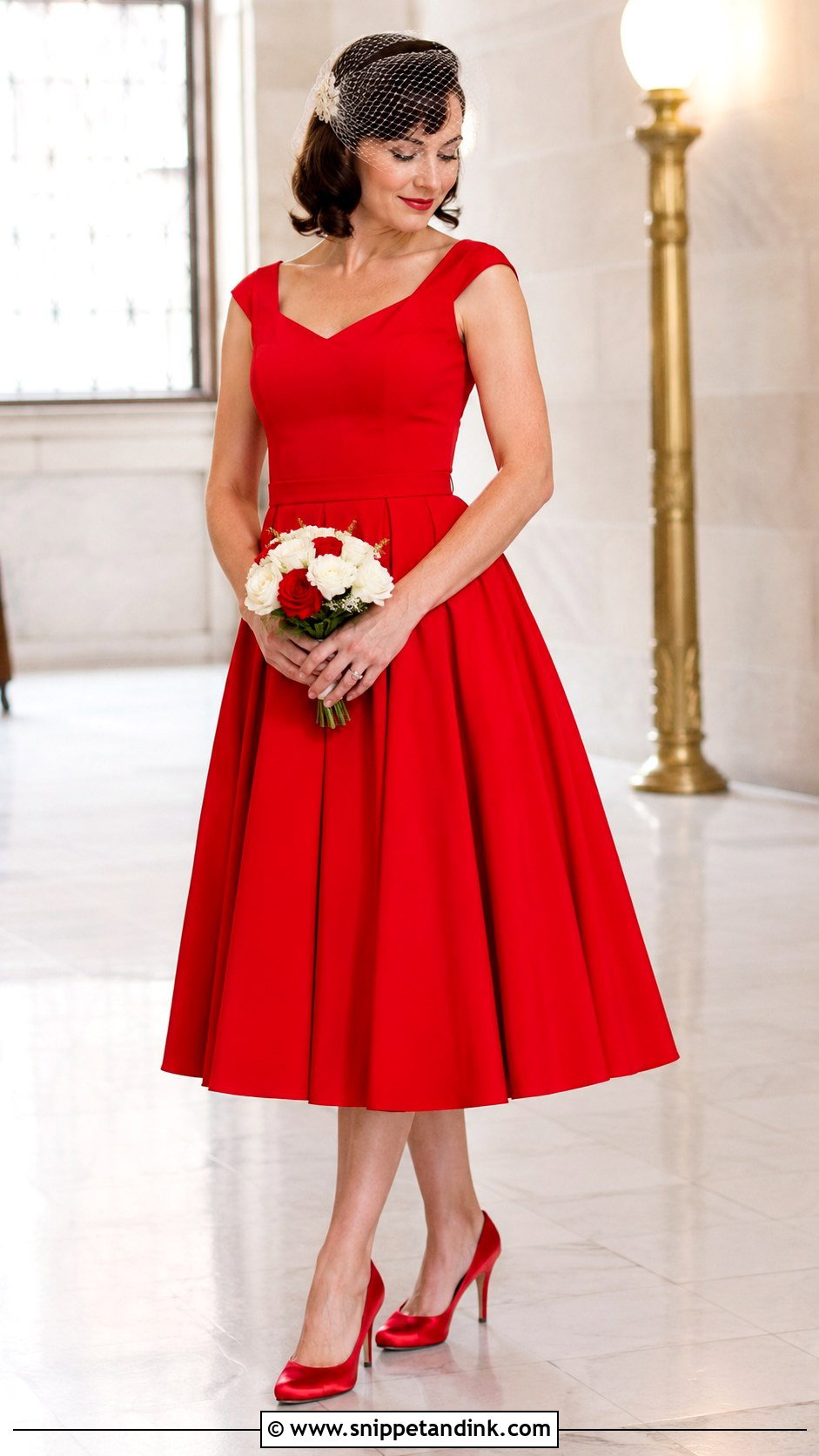Red Tea Length Wedding Dress - Snippet and Ink - 25 Red Wedding Dress Ideas