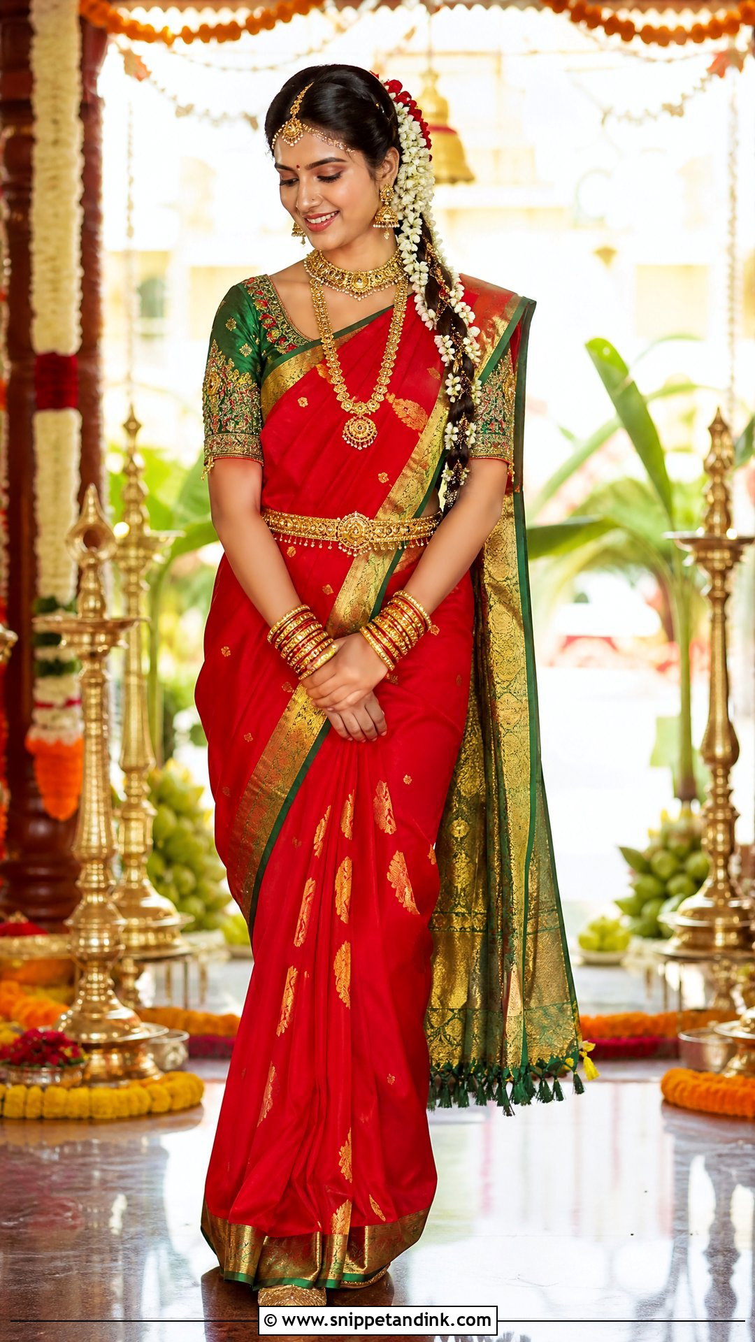 Red Telugu Pattu Bridal Saree - Snippet and Ink - 20 South Indian Bridal Outfits