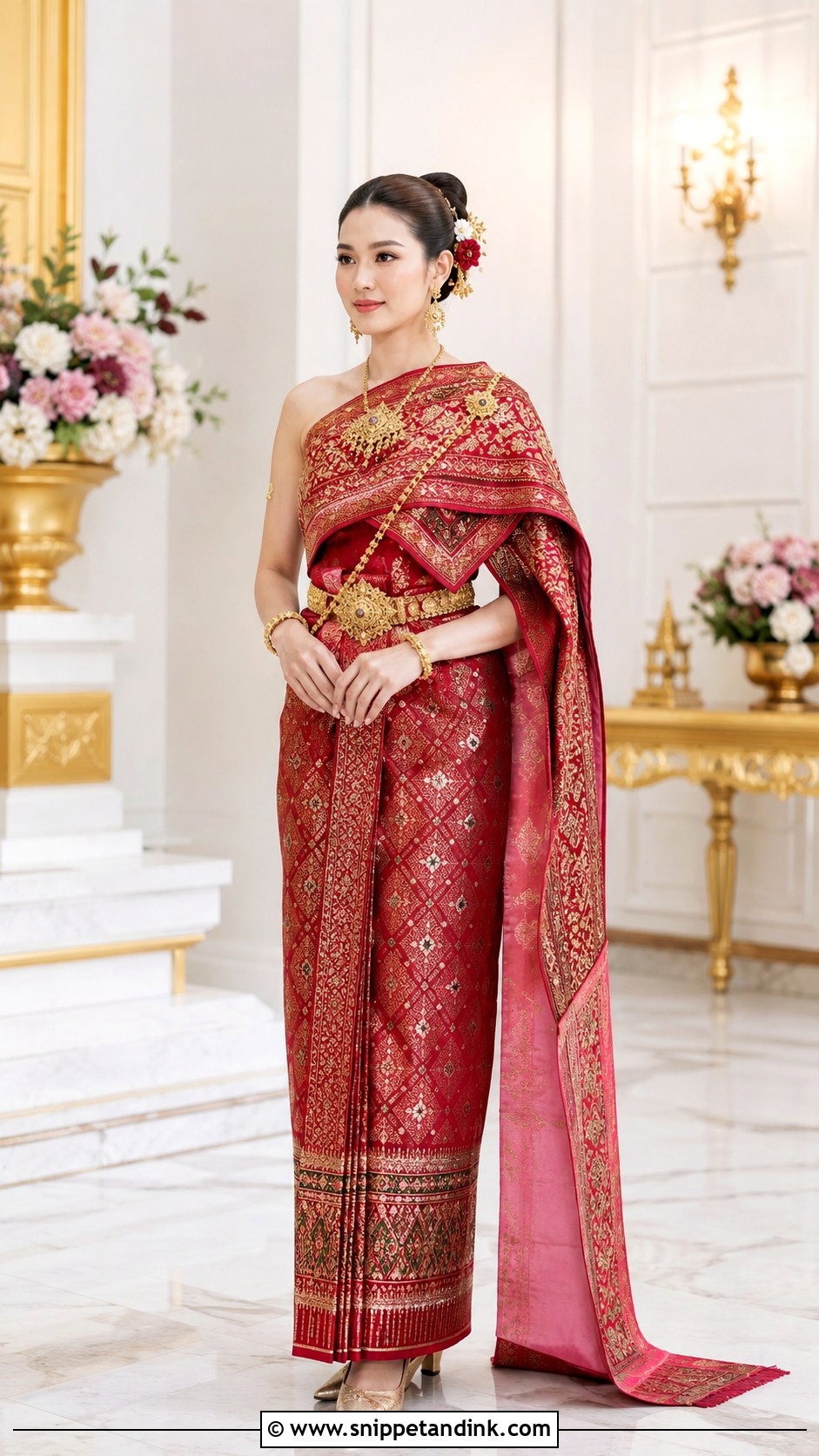 Red Thai Chakraphat Wedding Dress - Snippet and Ink - 20 Thailand Wedding Dress Ideas