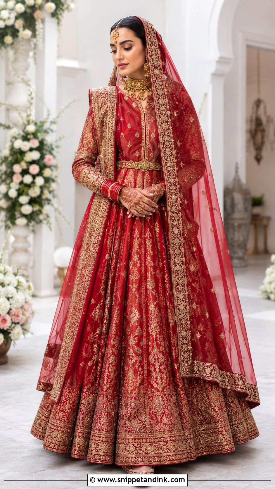Red Tissue Silk Barat Dress - Snippet and Ink - 20 Barat Dress Design Ideas