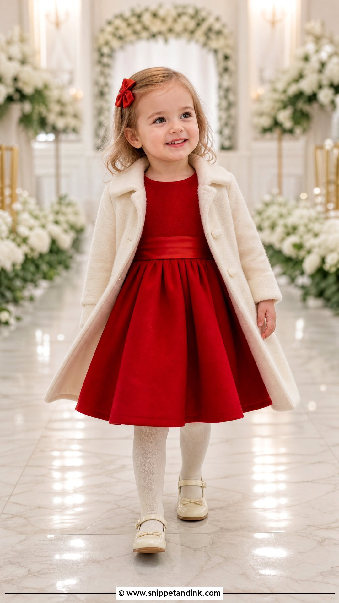 Red Toddler Wedding Dress With Cream Shoes - Snippet and Ink - 20 Toddler Wedding Dress Ideas