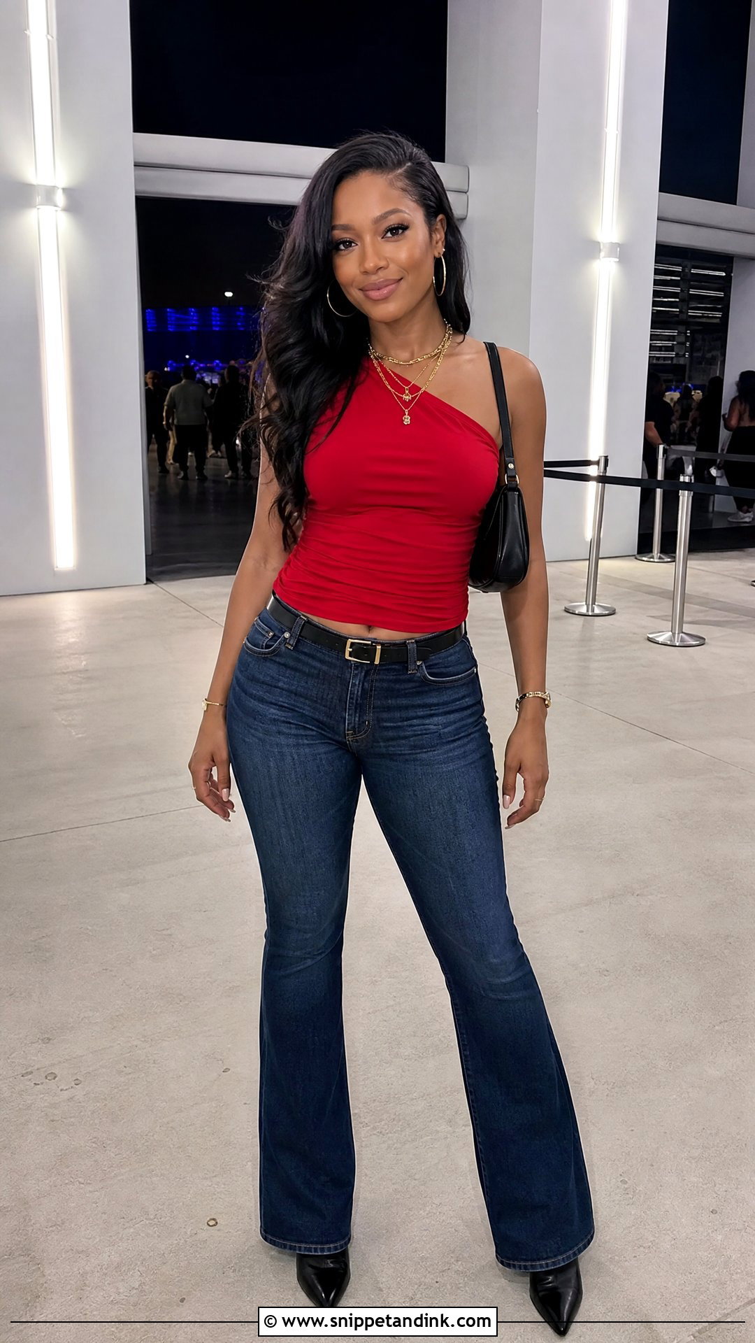 Red Top And Jeans Usher Concert Outfit - Snippet and Ink - 20 Usher Outfit Ideas