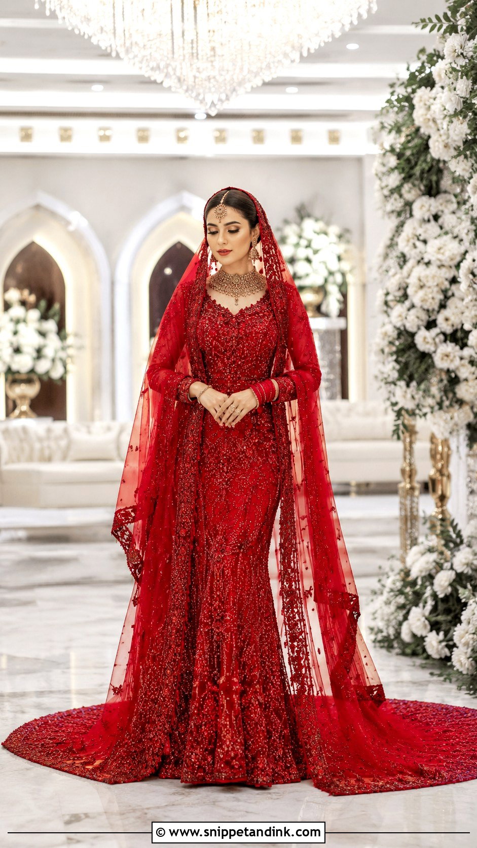 Red Trail Gown Bridal Dress for Barat - Snippet and Ink - 20 Bridal Dress for Barat Ideas