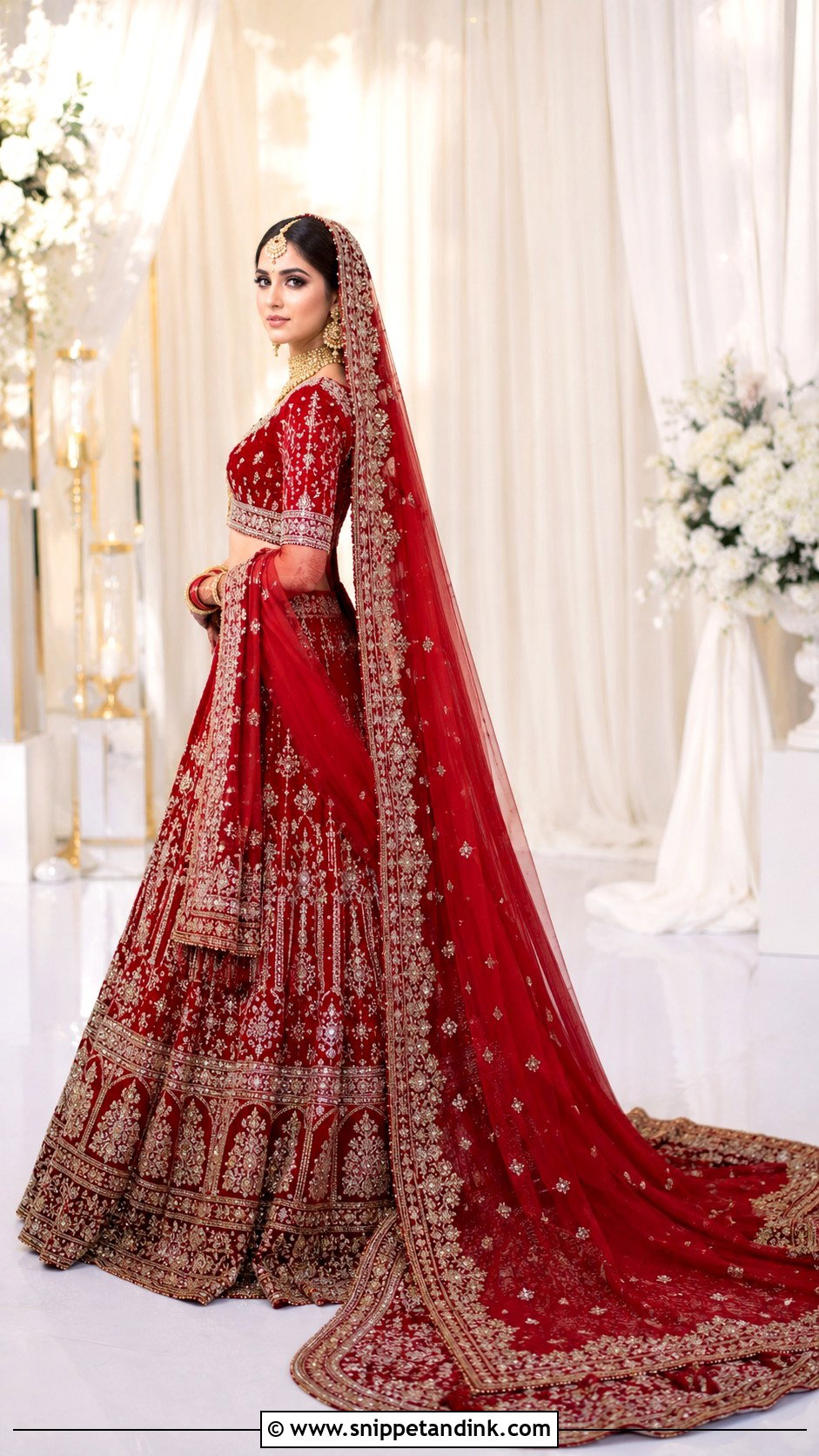 Red Trail Lehenga Barat Bridal Dress - Snippet and Ink - 20 Barat Bridal Dress Ideas