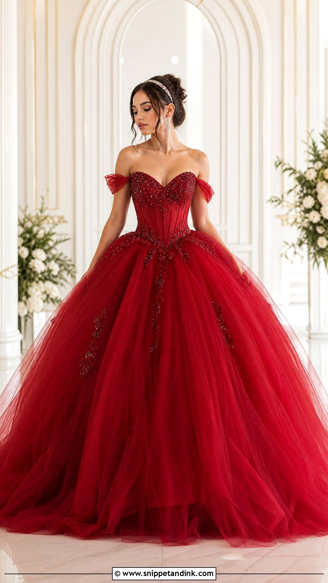 Red Tulle Princess Wedding Gown - Snippet and Ink - 20 Red Wedding Gown Ideas