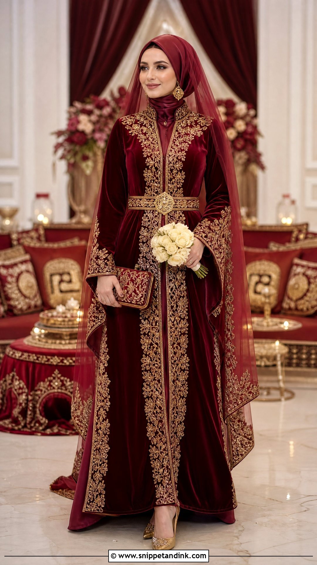 Red Turkish Bindalli Dress With Hijab - Snippet and Ink - 20 Turkey Wedding Dress Hijab Ideas