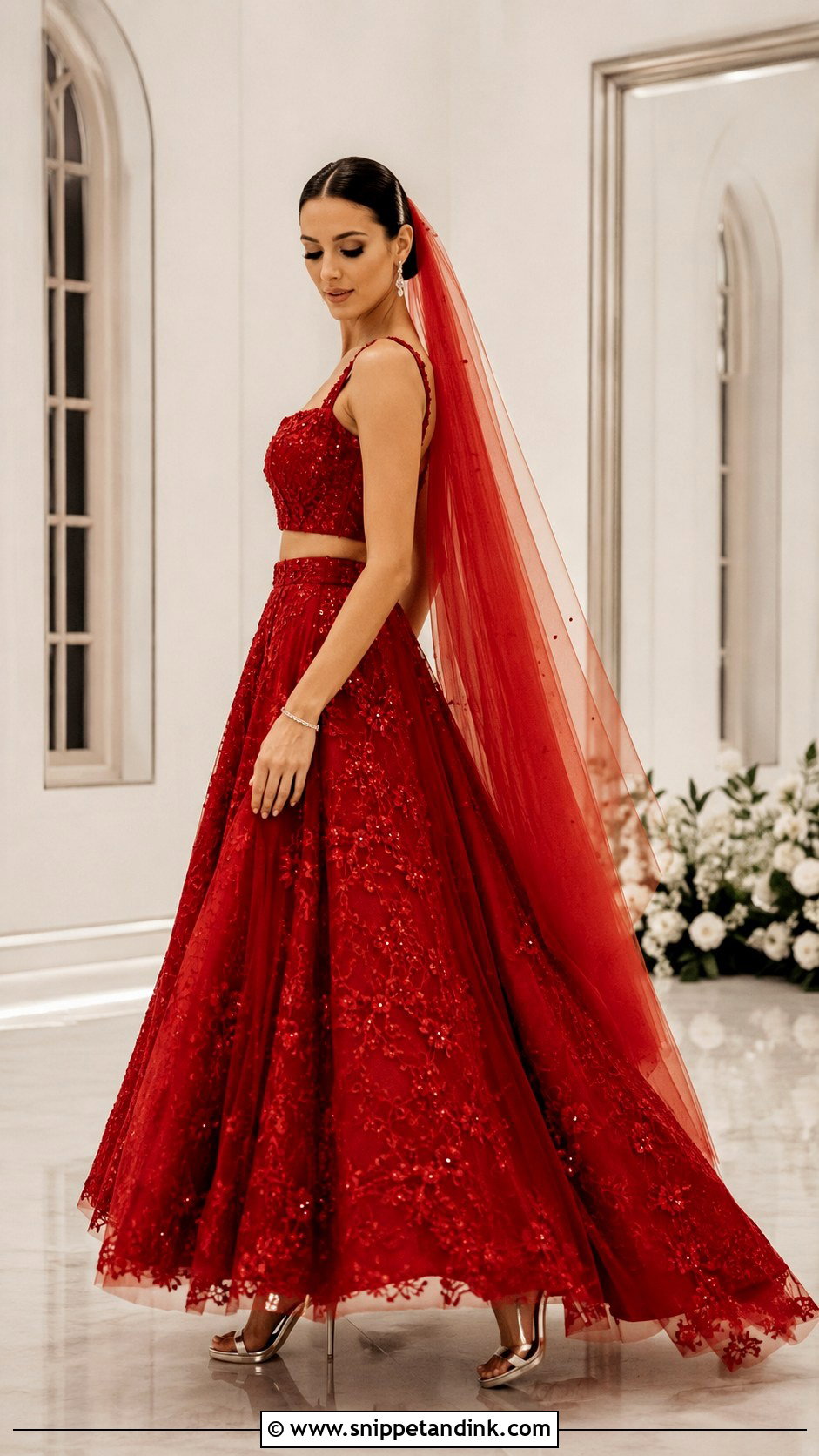 Red Two Piece Bridal Dress - Snippet and Ink - 30 Red Bridal Dress Ideas