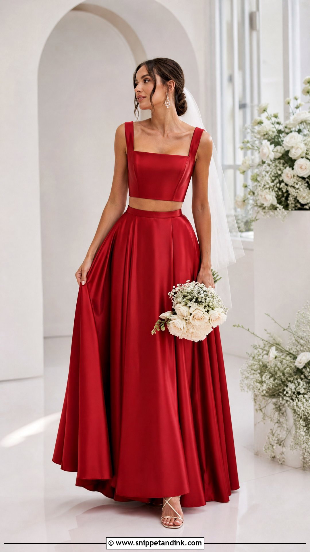 Red Two Piece Bride Dress - Snippet and Ink - 25 Red Bride Dress Ideas