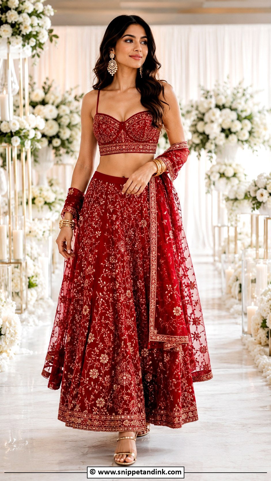 Red Two Piece Henna Night Outfit - Snippet and Ink - 30 Henna Night Dress Ideas